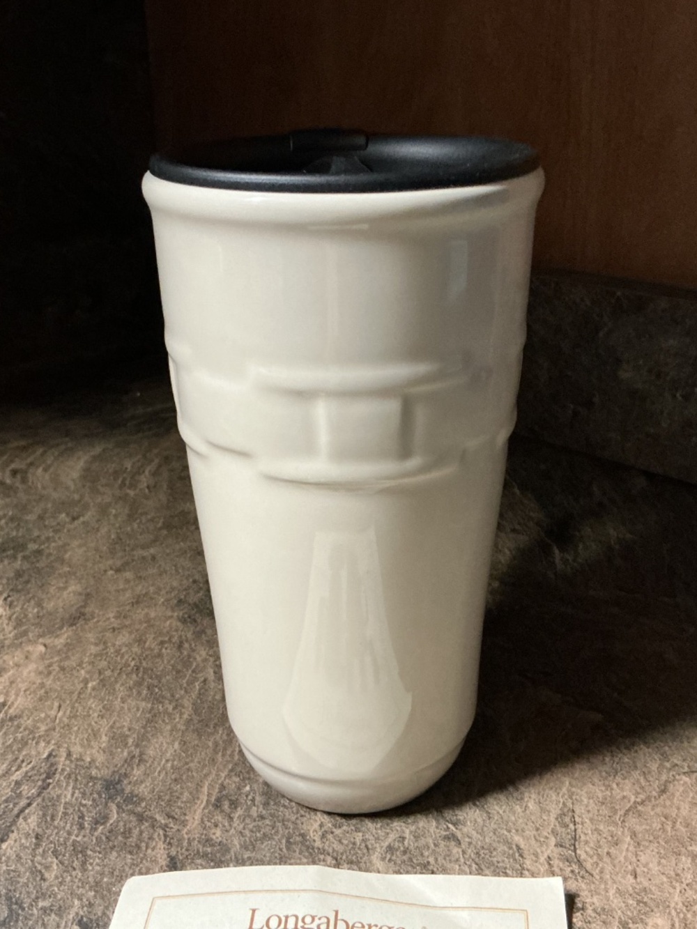 Longaberger Pottery Woven Traditions Travel Mug - Ivory - Picture 5 of 9